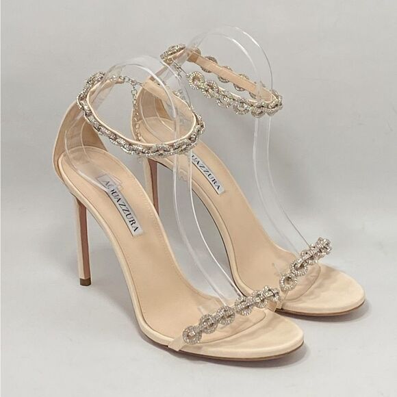 Aquazzura Love Link 105mm Embellished Sandals size 39.5 - Picture 5 of 16